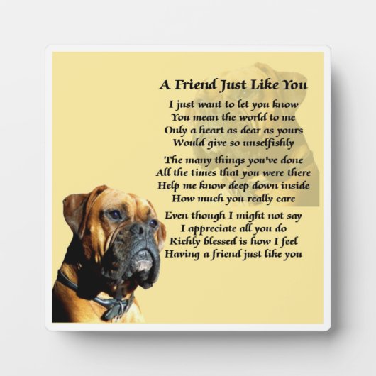 フレンド詩のプラーク – Boxer Dog Design フォトプラーク (正面)