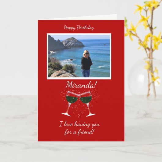 フレンド誕生日カスタムフォトワおもしろいイン カード (黄色い花)