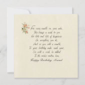 フレンド誕生日カードヴィンテージフラワーケーキと詩 カード (裏面)