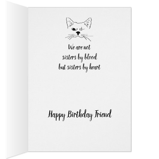 フレンド誕生日ユーモア引用文ウィンクキャットおもしろい (内側 (右))