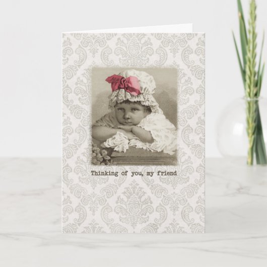 フレンド誕生日-ヴィンテージガールインボンネット カード (正面)