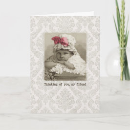 フレンド誕生日-ヴィンテージガールインボンネット カード