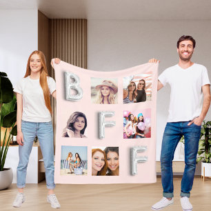 フレンド赤面バラ金ゴールドシルバーフォトコラージュ フリースブランケット