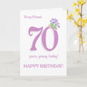 フレンド70th誕生日ラベンダーとバラカード カード (黄色い花)