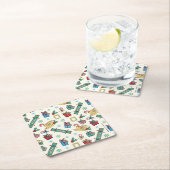 フレンド™ |クリスマスアイコンパターン スクエアペーパーコースター (インサイチュ)