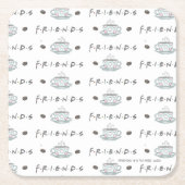 フレンド™ |コーヒーマグの水彩パターン スクエアペーパーコースター (正面)