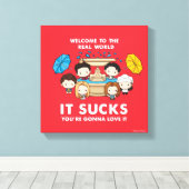 フレンド™ |世界のチビ(小さくかわいく書いた感じ)実在へようこそ キャンバスプリント (インサイチュ (ウッドフロア))