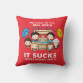 フレンド™ |世界のチビ（小さくかわいく書いた感じ）実在へようこそ クッション (裏面)