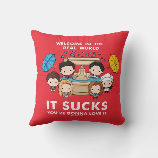 フレンド™ |世界のチビ（小さくかわいく書いた感じ）実在へようこそ クッション (裏面)