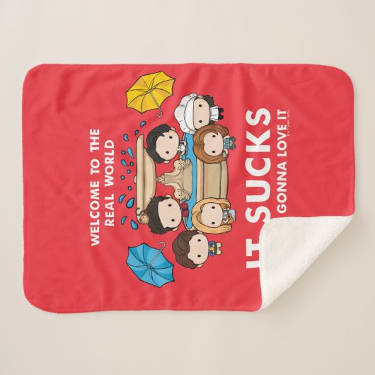 フレンド™ |世界のチビ（小さくかわいく書いた感じ）実在へようこそ シェルパブランケット (正面(横))