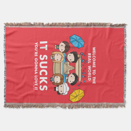 フレンド™ |世界のチビ（小さくかわいく書いた感じ）実在へようこそ スローブランケット (正面)