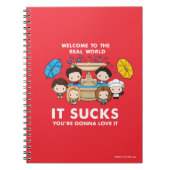 フレンド™ |世界のチビ（小さくかわいく書いた感じ）実在へようこそ ノートブック (正面)