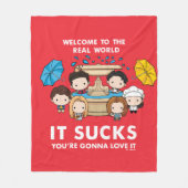 フレンド™ |世界のチビ(小さくかわいく書いた感じ)実在へようこそ フリースブランケット (正面)