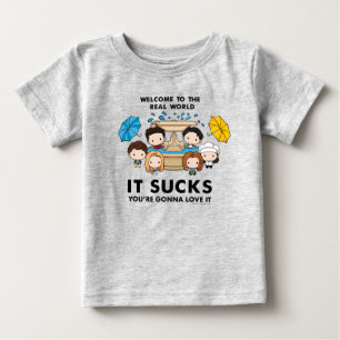 フレンド™  世界のチビ（小さくかわいく書いた感じ）実在へようこそ ベビーTシャツ