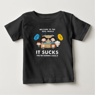 フレンド™  世界のチビ（小さくかわいく書いた感じ）実在へようこそ ベビーTシャツ