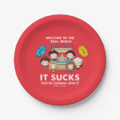 フレンド™ |世界のチビ（小さくかわいく書いた感じ）実在へようこそ ペーパープレート (正面)