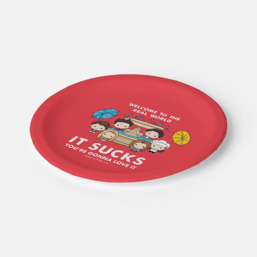 フレンド™ |世界のチビ（小さくかわいく書いた感じ）実在へようこそ ペーパープレート (アングル)