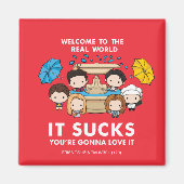 フレンド™ |世界のチビ(小さくかわいく書いた感じ)実在へようこそ マグネット (正面)