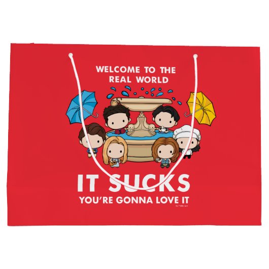 フレンド™ |世界のチビ（小さくかわいく書いた感じ）実在へようこそ ラージペーパーバッグ (裏面)