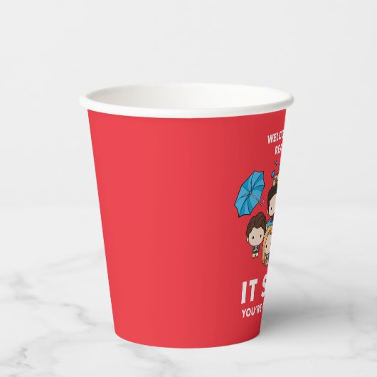 フレンド™ |世界のチビ（小さくかわいく書いた感じ）実在へようこそ 紙コップ (正面)