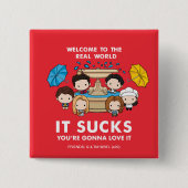 フレンド™ |世界のチビ(小さくかわいく書いた感じ)実在へようこそ 缶バッジ (正面)