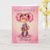 フレンド – 誕生日カード – Little Rock Chick カード (黄色い花)