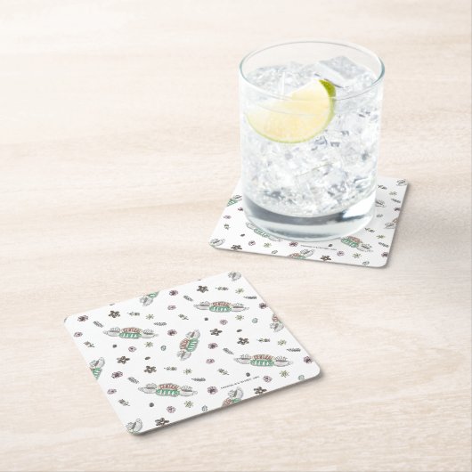 フレンド™ | Central Perkコーヒー水の色パターン スクエアペーパーコースター (インサイチュ)