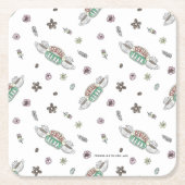 フレンド™ | Central Perkコーヒー水の色パターン スクエアペーパーコースター (正面)