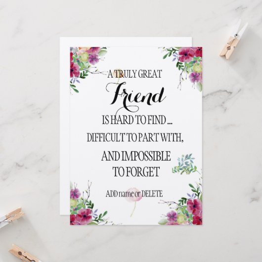 フレンドBestieありがとう感謝ギフト カード (正面/裏面インサイチュ)