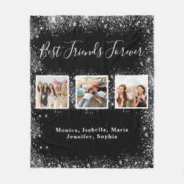 フレンドBFFブラックシルバーグリッターの写真名 フリースブランケット