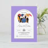 フレンドTVショーをテーマにしたカスタマイズ可能な誕生日 招待状 (スタンド正面)
