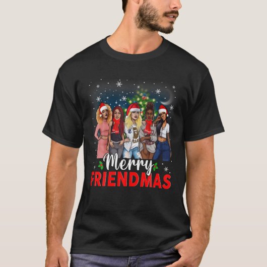 フレンメリードスマスクリスマスブラックアフロアフリカ誇りを持ったサン Tシャツ (正面)