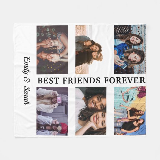 フレン最高のズ名前をカスタムすると6枚のフォトコラージュbff フリースブランケット (正面(横))