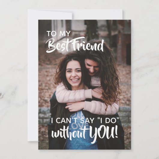 フレン最高のド·ブライドメイド·プロポーザルホワイト·文字ハート 招待状 (正面)