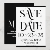 フレーエレガントアタイポグラフィ白黒 セーブザデート (正面/裏面)