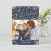 フレークきらめくホリデーフォトカードクリスマスカード シーズンカード (スタンド正面)