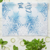 フレーク模様をメリークリスマス キッチンタオル (折り畳み)