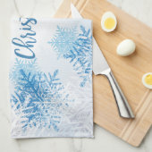 フレーク模様をメリークリスマス キッチンタオル (四つ折り)