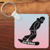 フレーグラデーションリドスノーボーダースノーボーディングステンシル キーホルダー (正面)