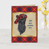 フレーザーバッジ&タータンチェックパーソナライズされたカード カード (黄色い花)