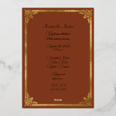 フレーザーレッドウェザードタータンチェック金ゴールド 箔招待状 (裏面)