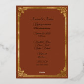 フレーザー レッド ウェザード タルタン ゴールド 箔招待状 (裏面)