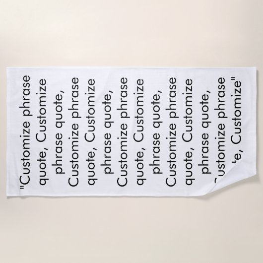 フレーズカスタム引用文白黒 ビーチタオル (正面)