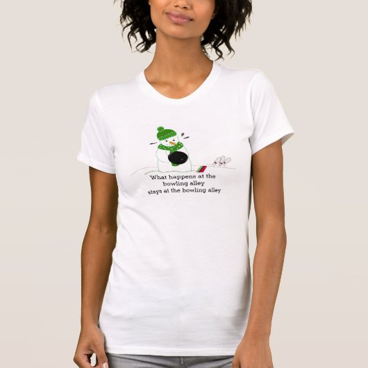 フレーズ付きのボウリング・スノーマン Tシャツ (正面)