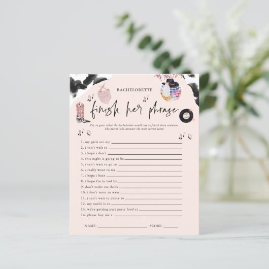 フレーズDisco女性のカーボーイバチェロレッテゲームを終了 (スタンド正面)