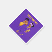 フレートローズまたはボーズパープル金ゴールドバスケットボールボーイガール スタンダードカクテルナプキン (角)