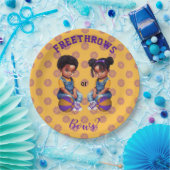 フレートローズまたはボーズパープル金ゴールドバスケットボールボーイガール ペーパープレート (パーティー)