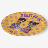 フレートローズまたはボーズパープル金ゴールドバスケットボールボーイガール ペーパープレート (アングル)