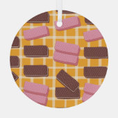 フレーバーウエハのシームレスな背景 ガラスオーナメント (裏面)