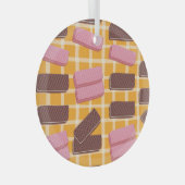 フレーバーウエハのシームレスな背景 ガラスオーナメント (正面右)